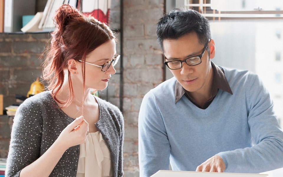 two people in a meeting